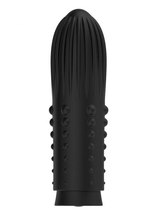 Elegance Lush Turbo Bullet With Ribbed and Dottel Sleeve Silicone USB Magnetic Rechargeable Waterproof Black 3.85 Inch