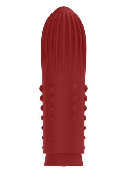 Elegance Lush Turbo Bullet With Ribbed and Dottel Sleeve Silicone USB Magnetic Rechargeable Waterproof Red 3.85 Inch