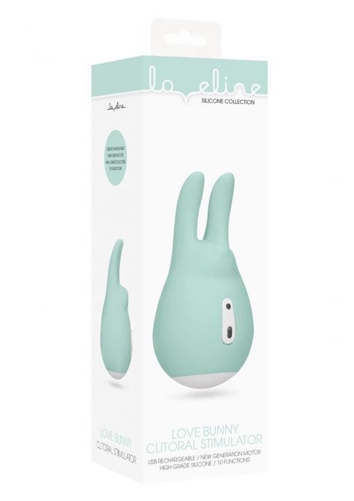 Loveline Love Bunny Clitoral Stimulator Silicone Rechargeable Waterproof Green