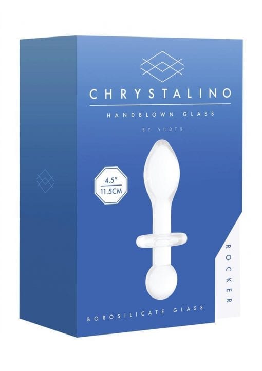 Chrystalino Rocker Borosilicate Glass Butt Plug White 4.5 Inches