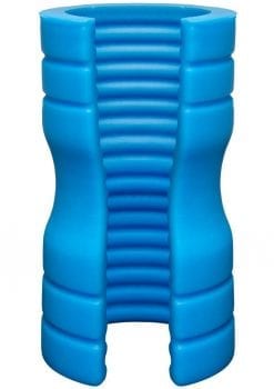 OptiMale Truskyn Silicone Stroker Ribbed Blue 4 Inch