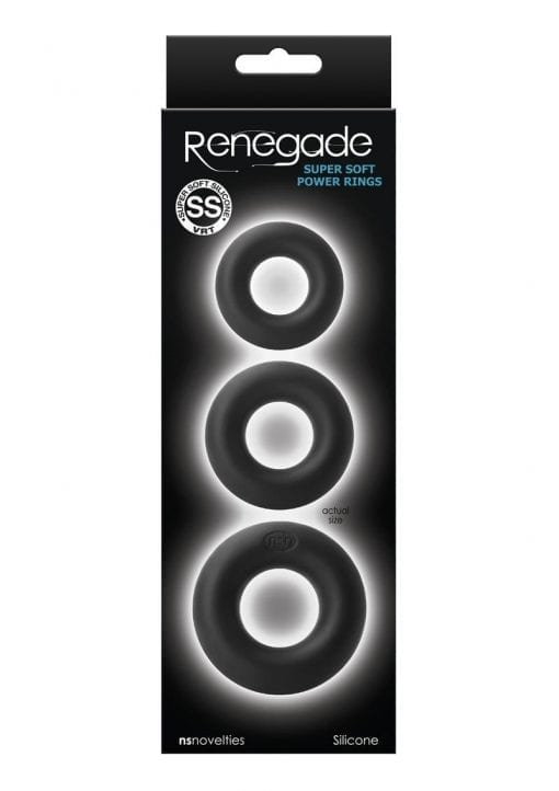 Renegade Super Soft Power Rings Set Black Silicone Non-Vibrating Cock Rings