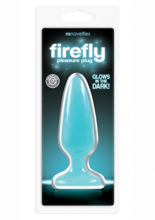 Firefly Pleasure Plug Medium 5in Glow In The Dark Blue Non-Vibrating Anal Plug
