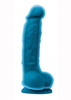 Colours Dual Density 5in Blue Silicone Dildo With Balls Realistic Non-Vibrating Suction Cup Base
