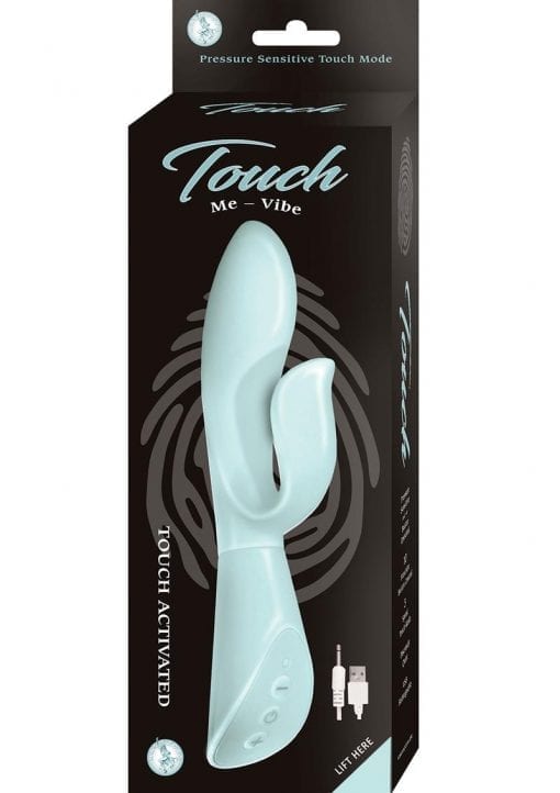 Touch Me Vibe Silicone USB Rechargeable Dual Vibrator Waterproof Aqua 8 Inch