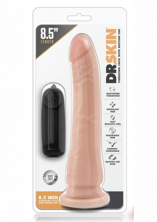 Dr. Skin Wired Remote Control Vibrating Realistic Cock With Suction Cup Waterproof Vanilla 8.5 Inch