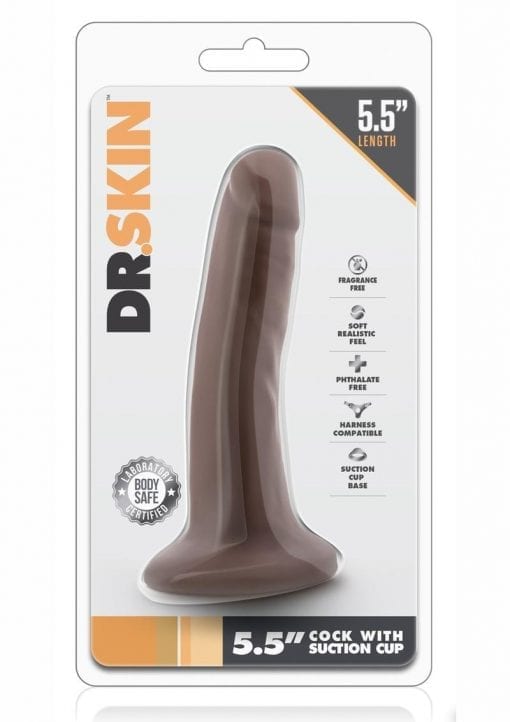 Dr. Skin Realistic Cock With Suction Cup Chocolate 5.5 Inch
