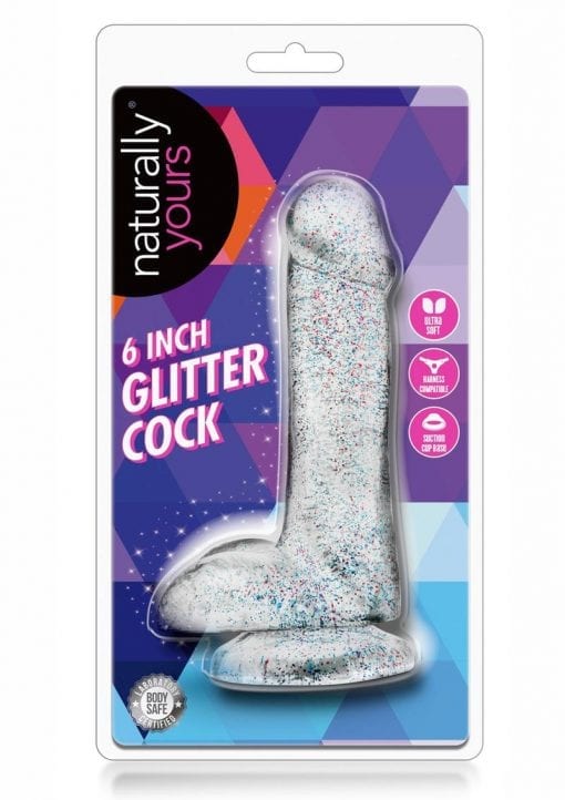 Naturally Yours Glitter Dong 6inch Non Vibrating Suction Cup