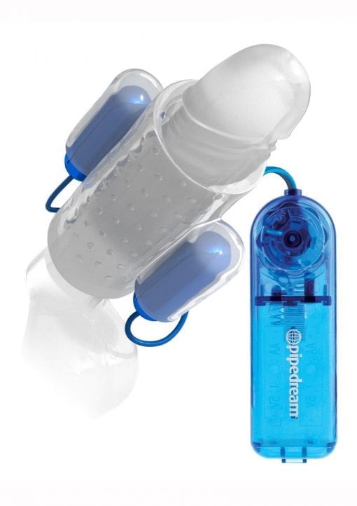 Classix Wired Remote Control Dual Vibrating Penis Sleeve Blue/Clear