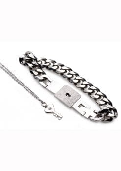 Master Series Locking Bracelet and Key Necklace Set Stainless Steel