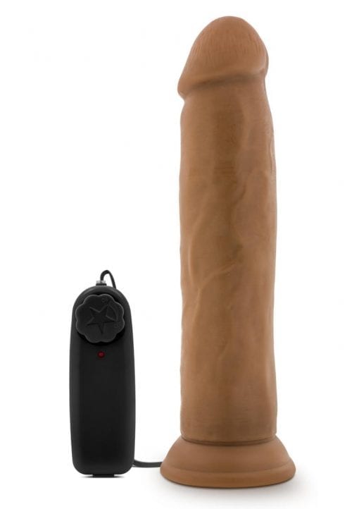 Dr Skin Dr Throb Dildo 9.5in Vibrating With Wired Remote - Caramel