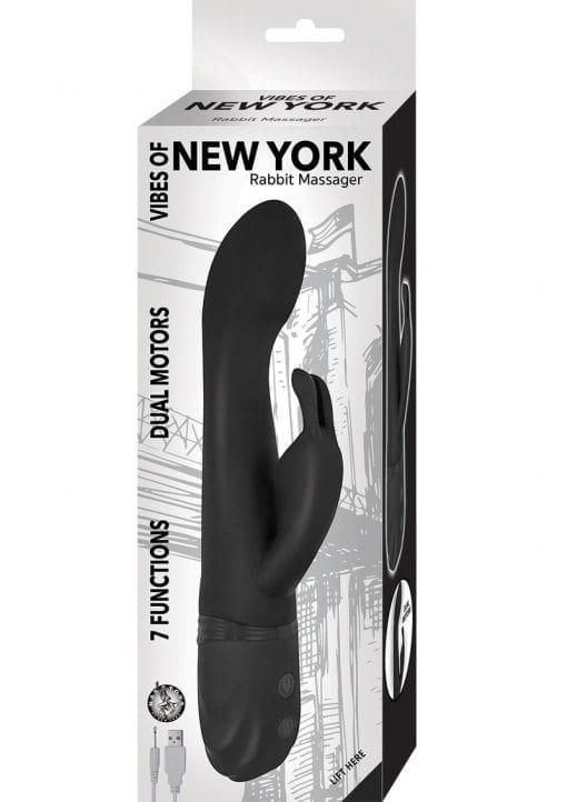 Vibes Of New York Rabbit Black Multi Function Silicone