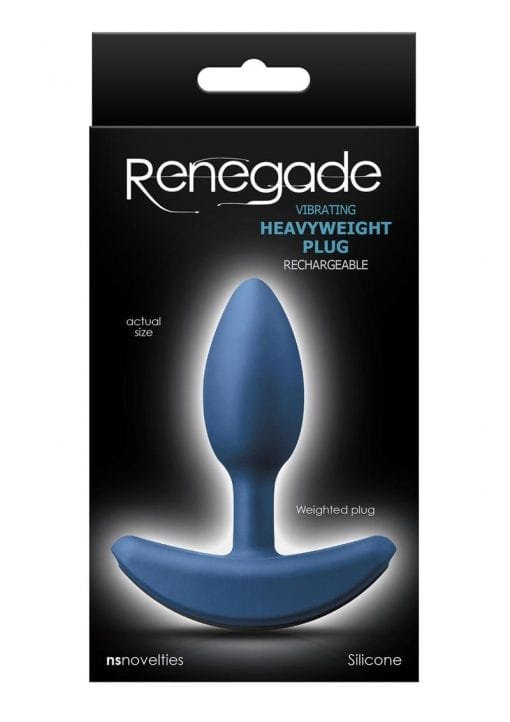 Renegade Heavyweight Plug 4.06in Small Blue Silicone Anal Plug Vibrating Rechargeable