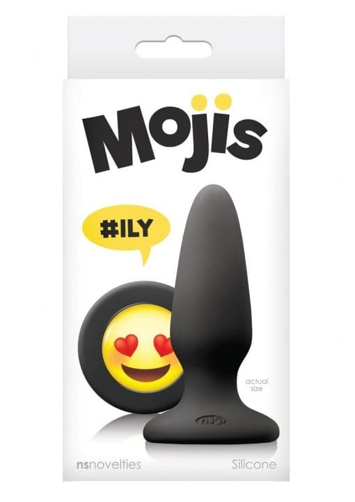 Mojis Hashtag ILY Silicone Tapered Medium Non-Vibrating Anal Plug Black 4.1 Inches
