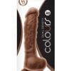 Colours Dual Density 8in Silicone Dildo With Balls Realistic - Caramel