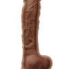 Colours Dual Density 8in Silicone Dildo With Balls Realistic - Caramel