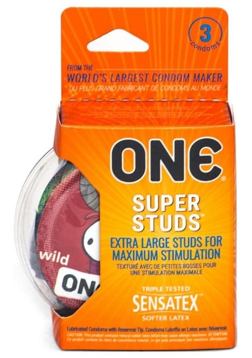 One Super Studs Lubricated Latex Condoms 3-Pack