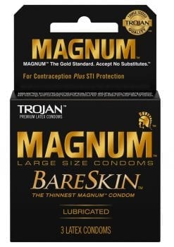 Trojan Magnum Bareskin Lubricated Latex Condoms 3-Pack Large