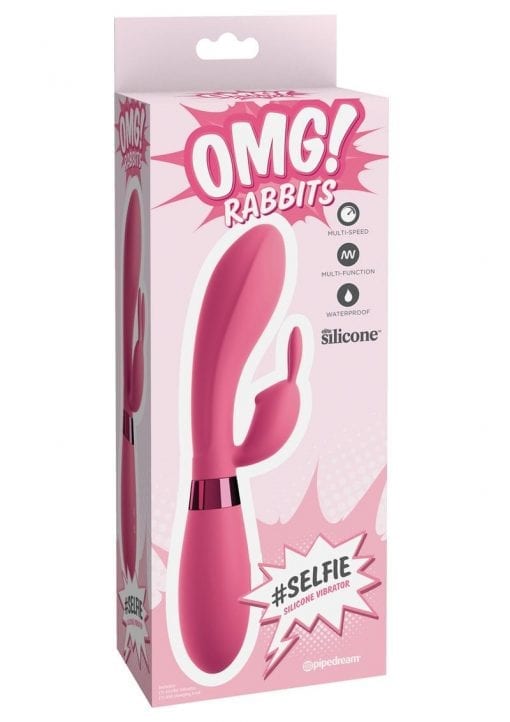 OMG  Rabbits Selfie Silicone Multi Speed Waterproof Vibrator Pink