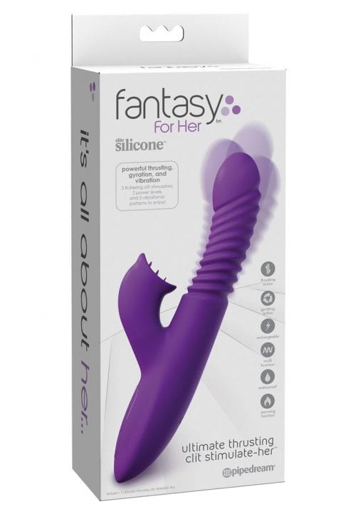 Fantasy For Her Ultimate Thrusting Clit Stimulate Her Rechargeable Waterproof Purple