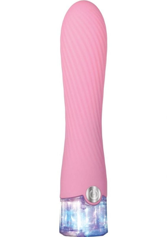 Sparkle Silicone LED Light Vibrator USB Rechargeable Waterproof Pink 7 Inches