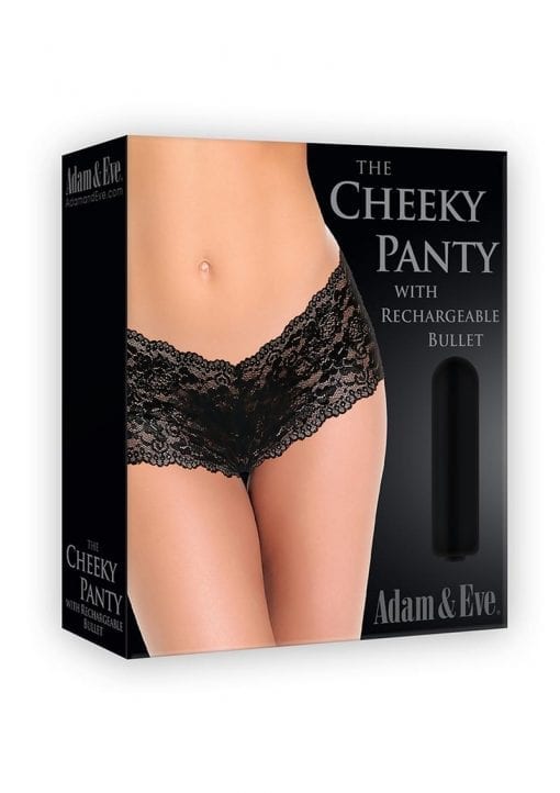 Adam and Eve Cheeky Panty With Rechargeable Bullet Waterproof  Black