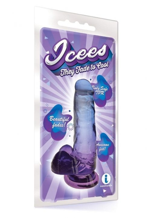 Shades Gradient 7 Inch Realistic Jelly Dong Non Vibrating Harness Compatible Blue/Purple