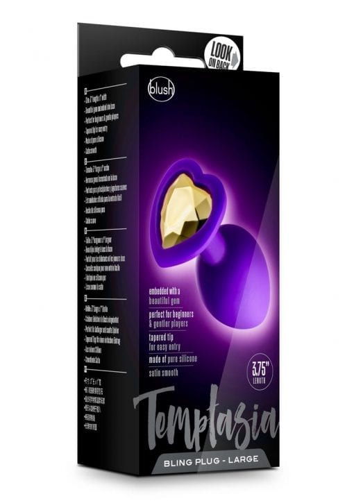 Temptasia Bling Silicone Anal Plug Large Purple 3.75 Inch