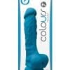 Colours Pleasure 7in Silicone Dildo With Balls - Blue