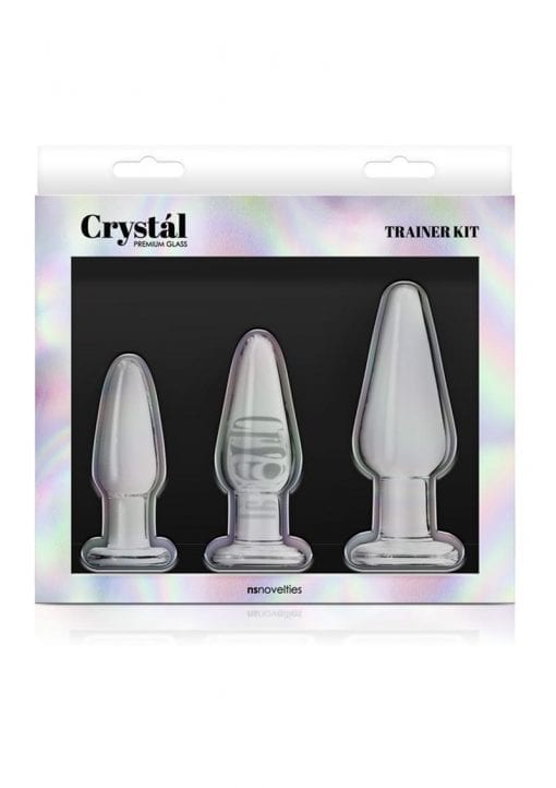 Crystal Tapered Trainer Kit Premium Glass Anal Plug Set - Clear