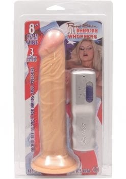 Real Skin All American Whoppers Vibrating Dong 8 Inch Flesh