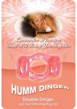 Humm Dinger Double Dinger Dual Vibrating Cock Ring Magenta