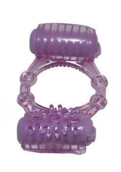 Humm Dinger Double Dinger Dual Vibrating Cockring Purple