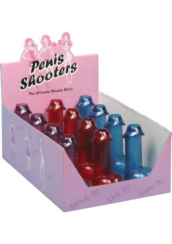 Penis Shooters Double Shot Glasses Assorted Colors 12 Each Per Display