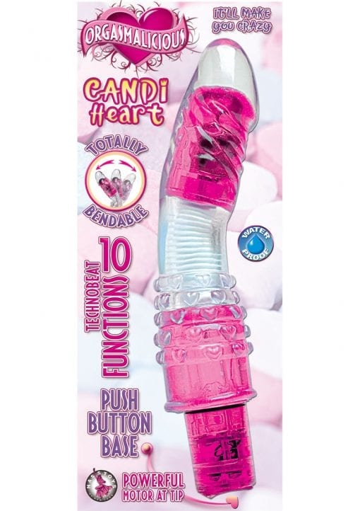 Orgasmalicious Candi Heart Vibrator Waterproof Pink