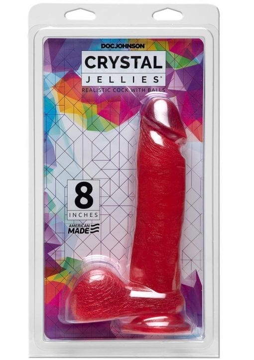 Crystal Jellies Ballsy Cock Sil A Gel 8 Inch Pink