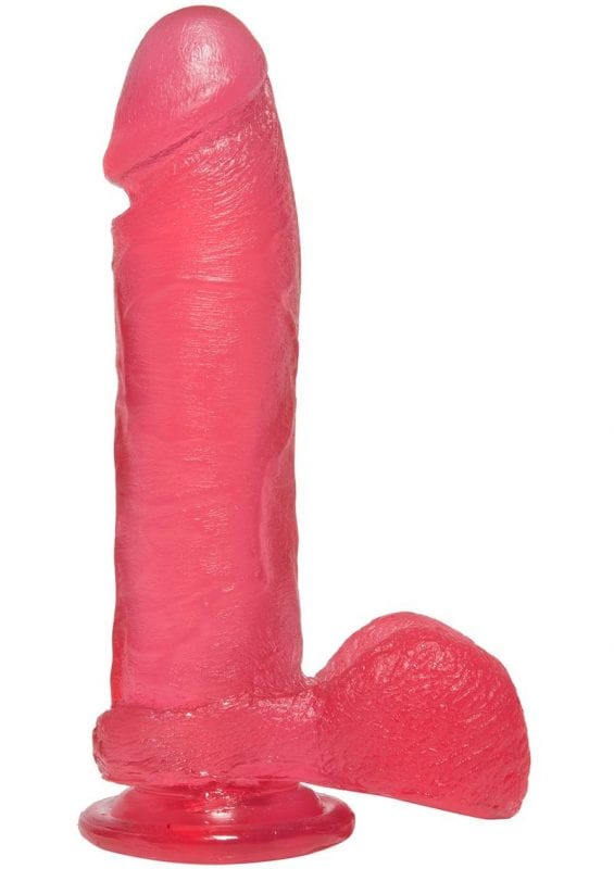 Crystal Jellies Ballsy Cock Sil A Gel 8 Inch Pink