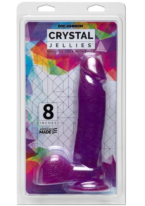 Crystal Jellies Ballsy Cock Sil A Gel 8 Inch Purple