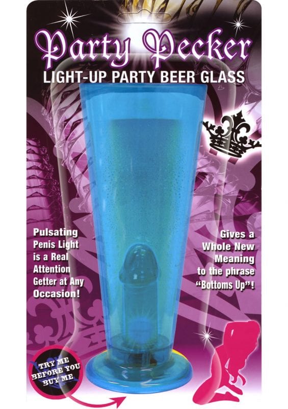 Party Pecker Light Up Party Beer Glass Blue