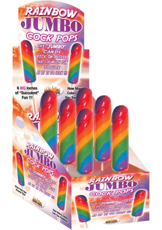 Rainbow Jumbo Cock Pops 6 Per Display