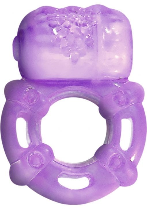 Super Stud Orgasmic Vibrating Silicone Cock Ring Waterproof Purple