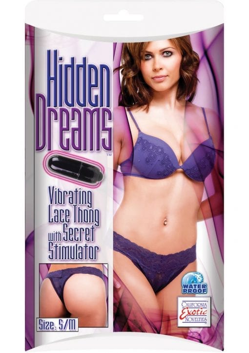 Hidden Dreams Vibrating Lace Thong with Secret Stimulator Purple