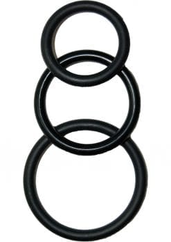Super Silicone Cockrings Set Of 3 Rings Waterproof Black