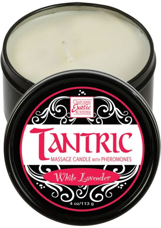 Tantric Massage Candle with Pheromones White Lavender 4oz