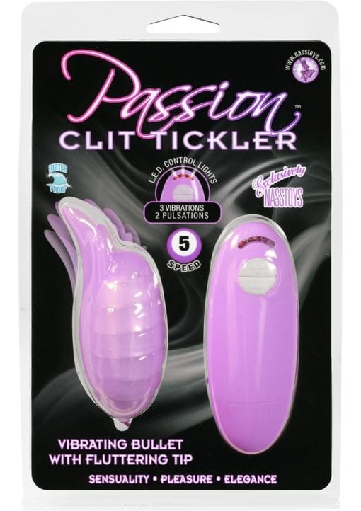 Passion Clit Tickler Vibrating Bullet With Fluttering Tip 5 Speed Waterproof Lavender