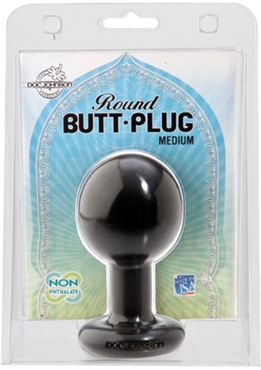 Doc Johnson Round Butt Plug - Medium - Black