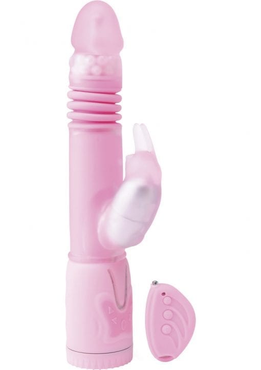 Remote Control Thrusting Rabbit Pearl Vibrator 10.25 Inch Pink
