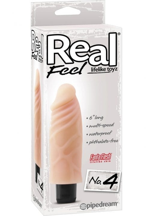 Real Feel Lifelike Toyz Number 4 Realistic Vibrator Waterproof Flesh 6 Inch