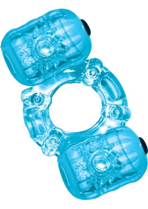 Hero Double Pleaser Teaser Cock Ring Waterproof Blue