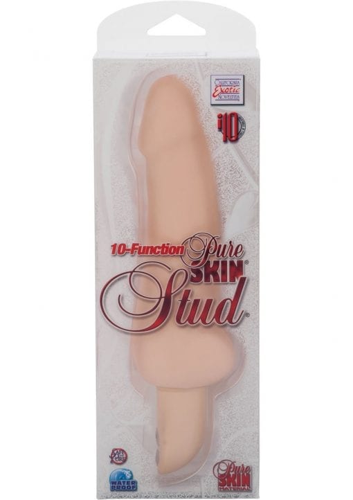 Pure Skin Stud 10 Function Vibrator 6.75 Inch Waterproof Flesh